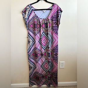 Olivia Matthews Women’s Multicolor Geometric Maxi Dress 2X